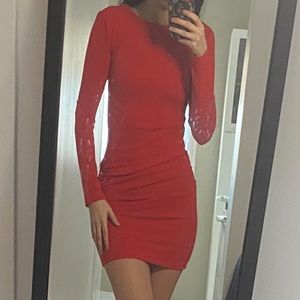Red Long Sleeve cocktail Dress